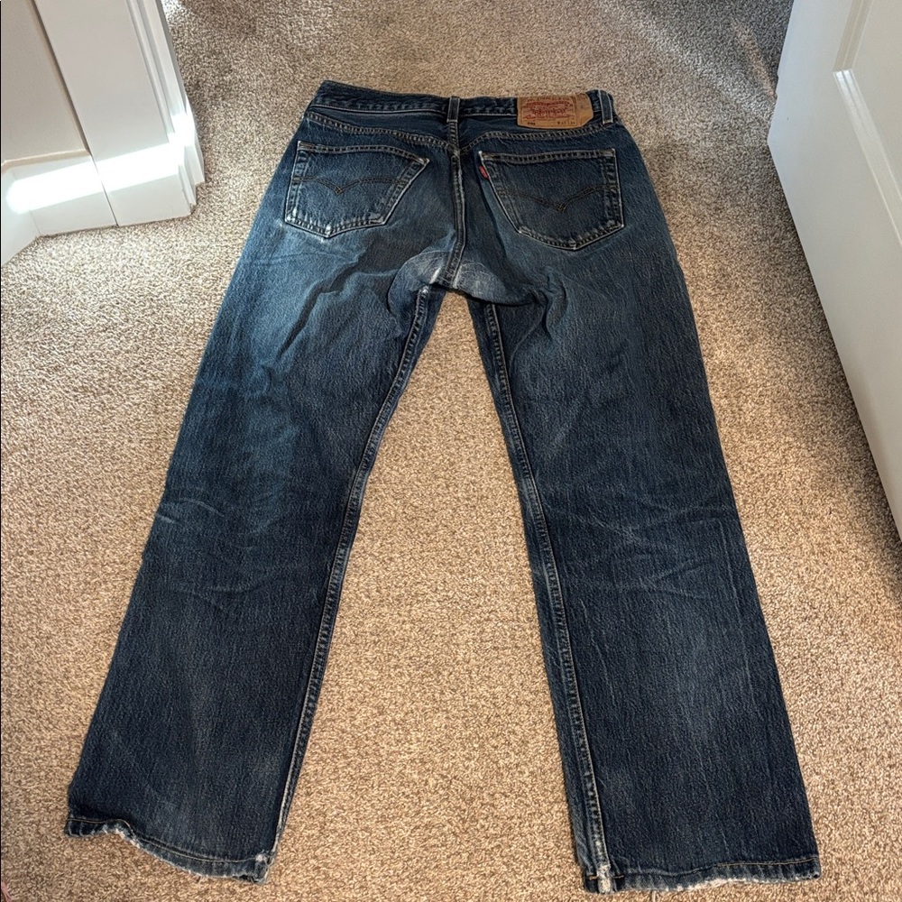 Distressed Levi’s 501 Blue Jeans - Picture 14 of 15